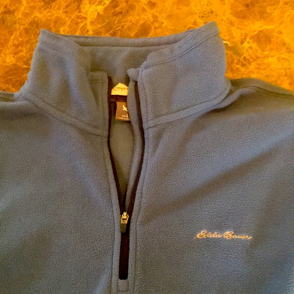 Eddie Bauer Polartec Dusty Blue 1/4 Zip Fleece Pullover Large - Picture 4 of 6
